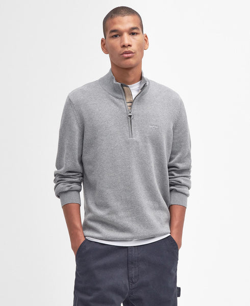 Barbour Men's Cotton Half Zip - Grey Marl | Krizia Martin