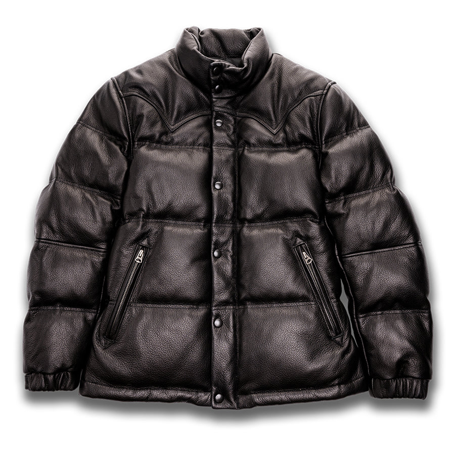 高級感あふれるやぎ革を採用、至高のゴートスキンレザーダウン