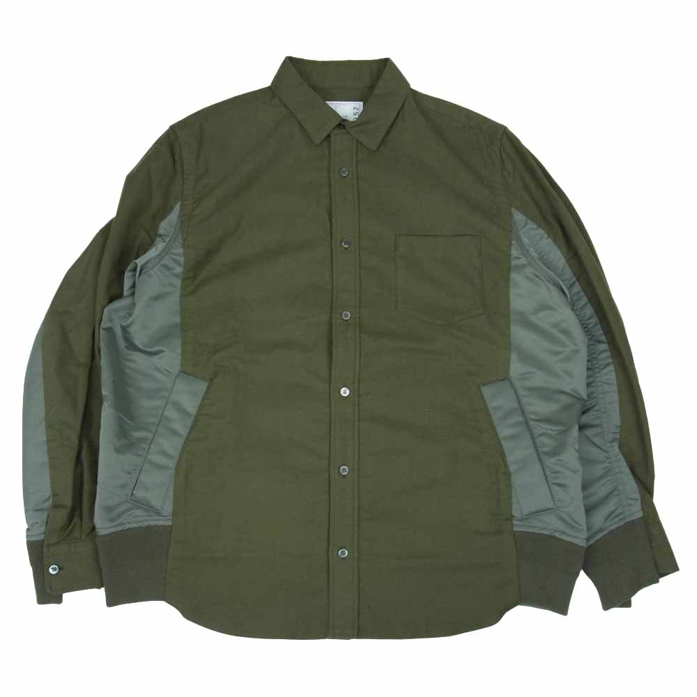Sacai サカイ 20-02357M Nylon Twill Cotton Shirt ナイロン ツイル