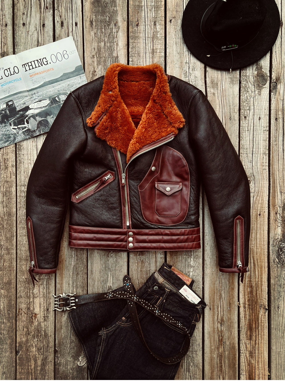 ☆オーストラリア産 ムートン ダブルライダースジャケット☆S～4XL