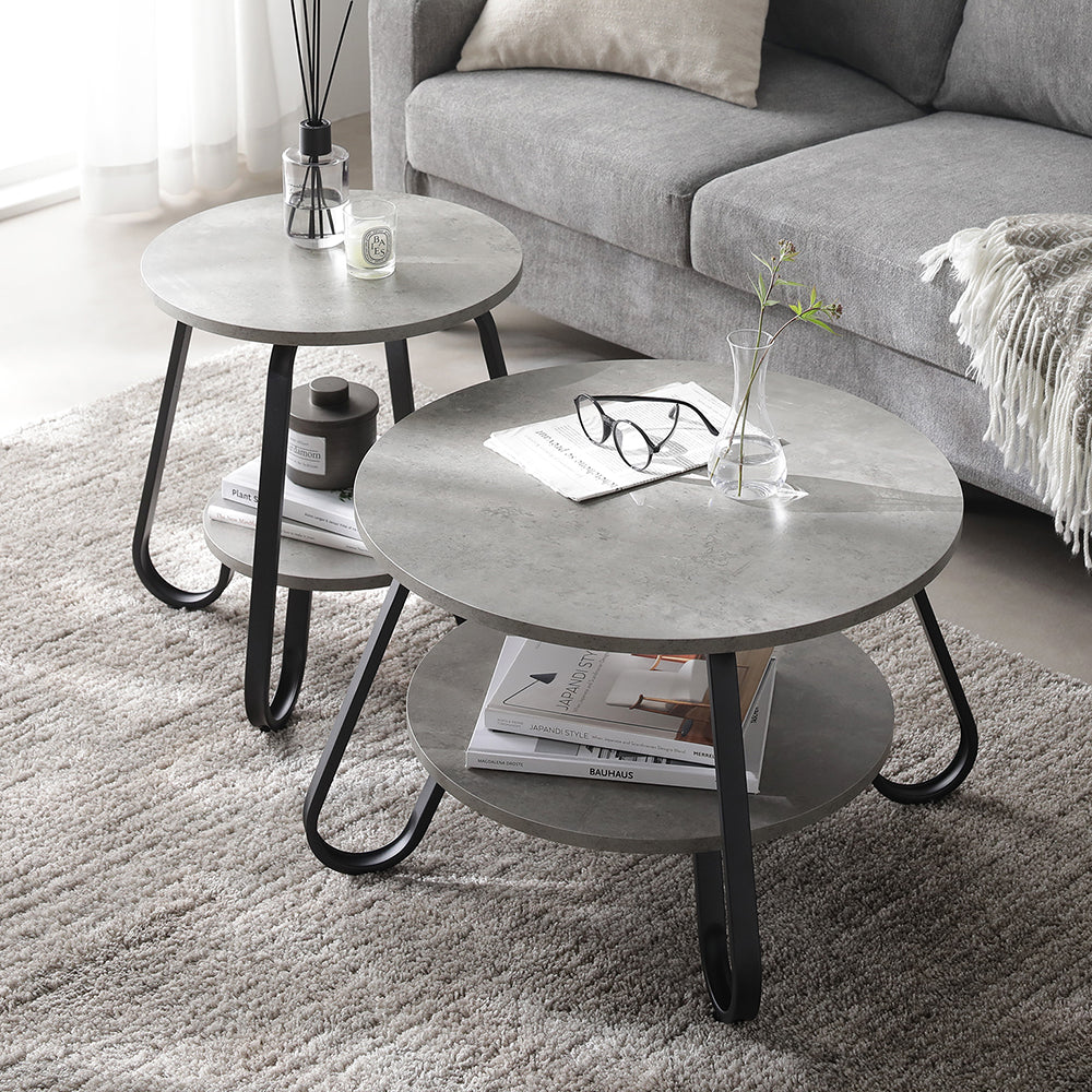 ローテーブル（ラウンドタイプ）『LUTON ルトン』 2点セット/2サイズを