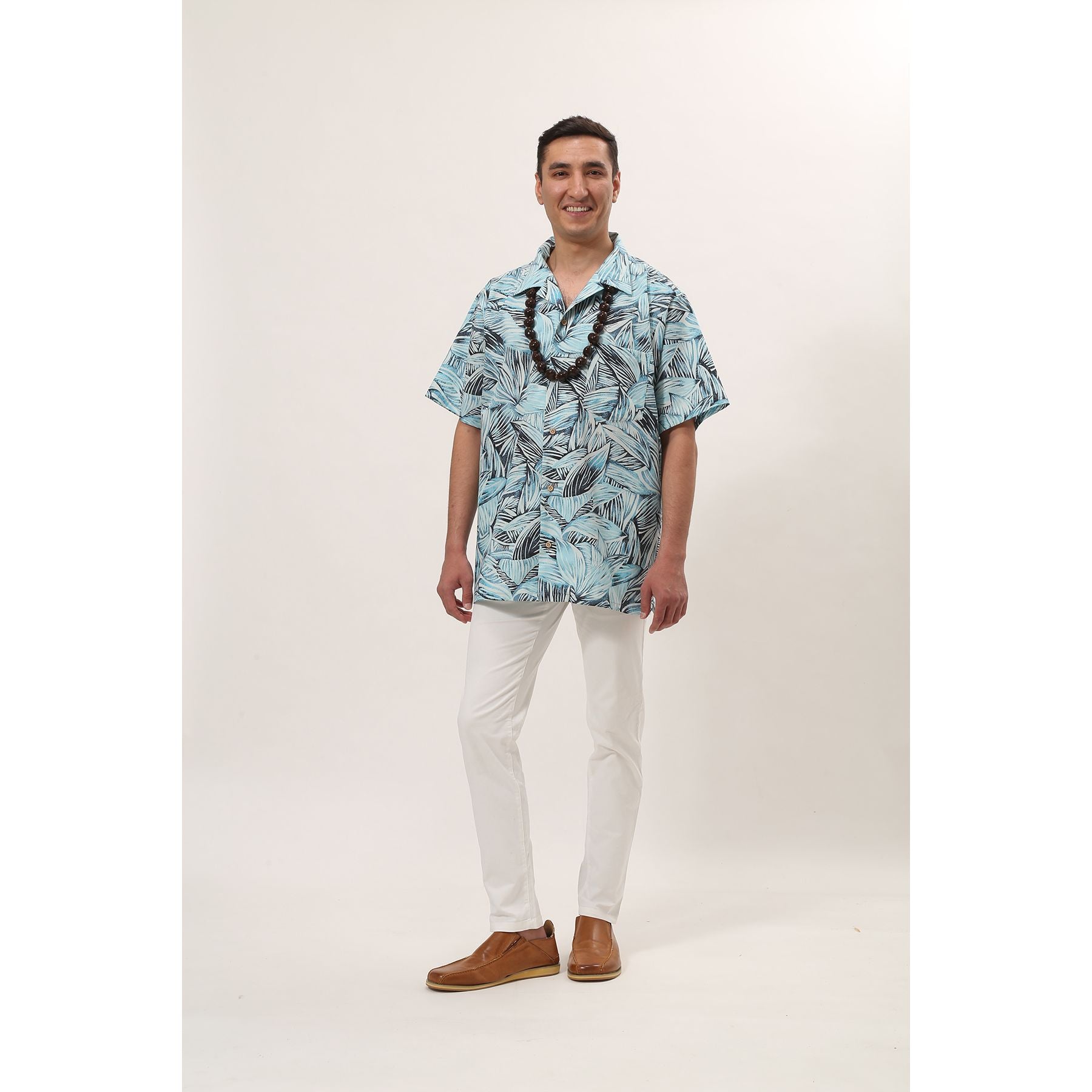 レンタル】リーフシリーズ アロハシャツ 色：ブルー （ M L XL サイズ