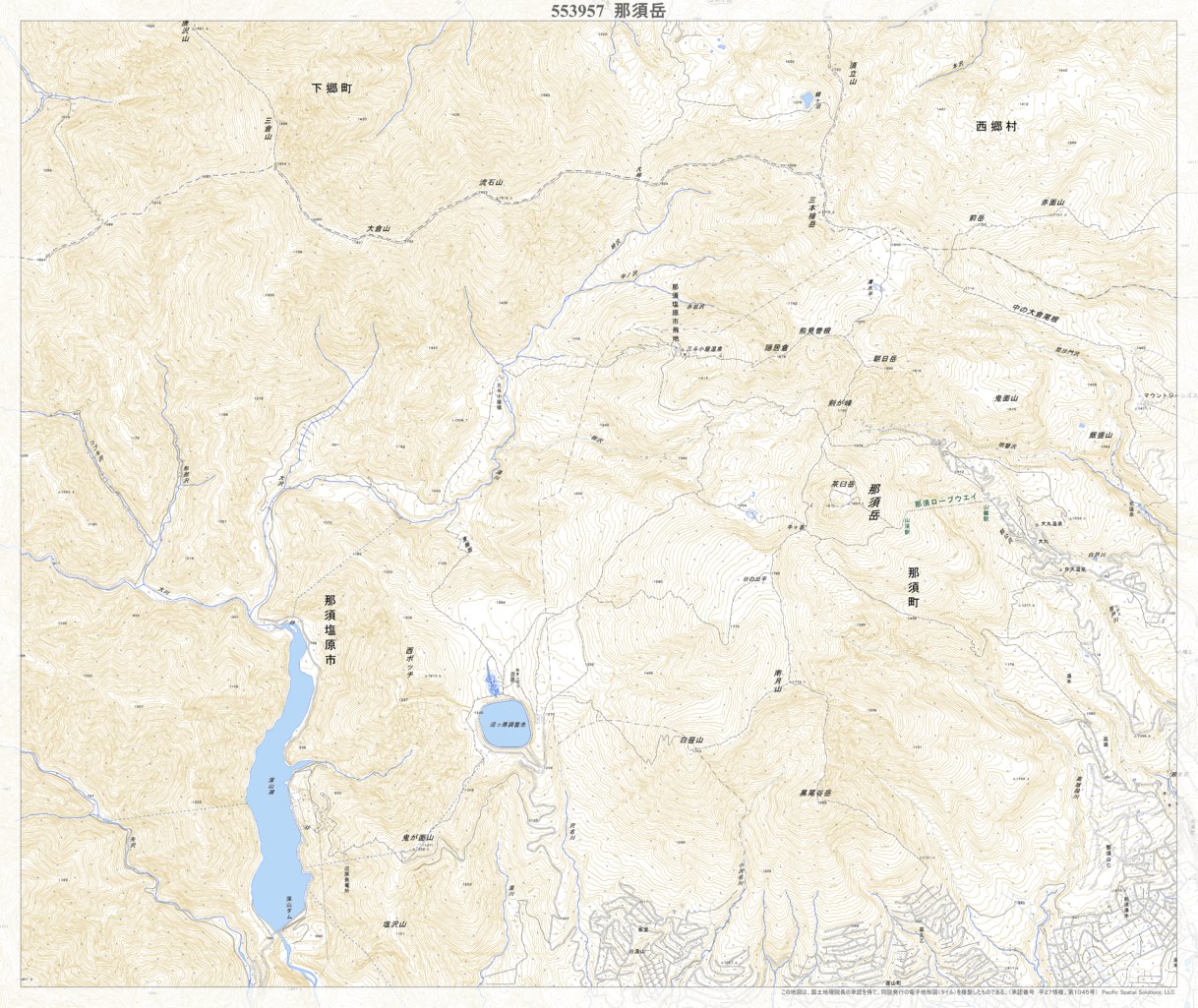 553957 那須岳 （なすだけ Nasudake）, 地形図 Map by Pacific Spatial