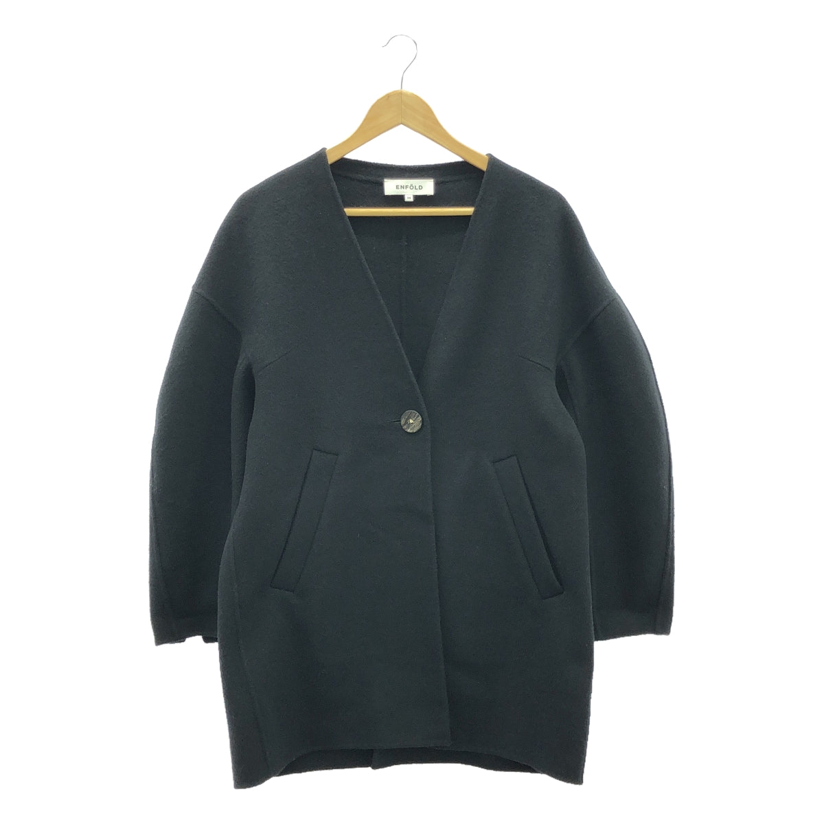 ENFOLD / エンフォルド | ウールリバー カーデコート | 36 | ブラック