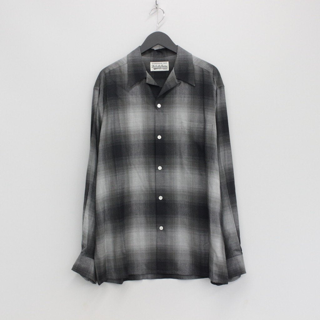 OMBRE CHECK OPEN COLLAR SHIRT L/S #GRAY [23FWE-WMS-OC01] _ WACKO