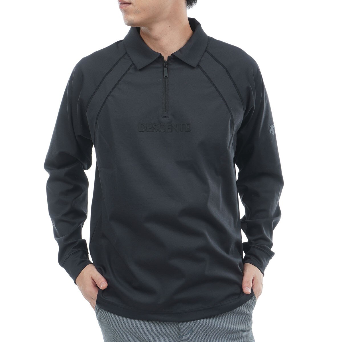 ストレッチ ハーフジップ長袖ポロシャツ(長袖シャツ・ポロシャツ