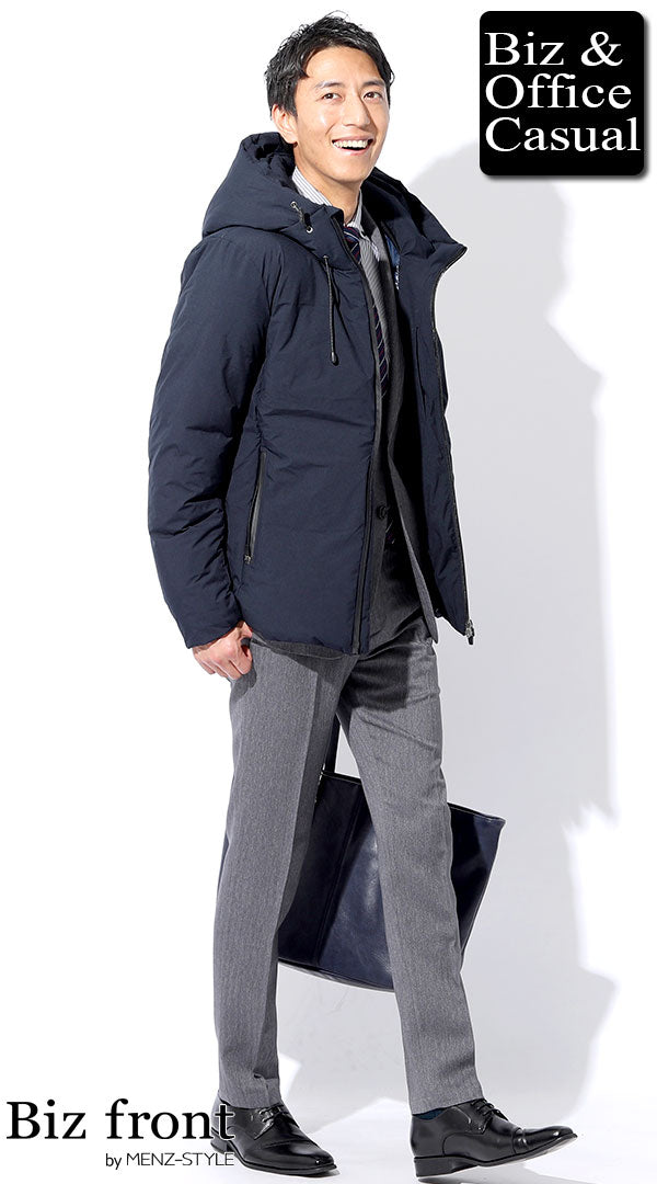 ネイビー中綿ダウンジャケット×グレースーツ biz18-19aw_6217の