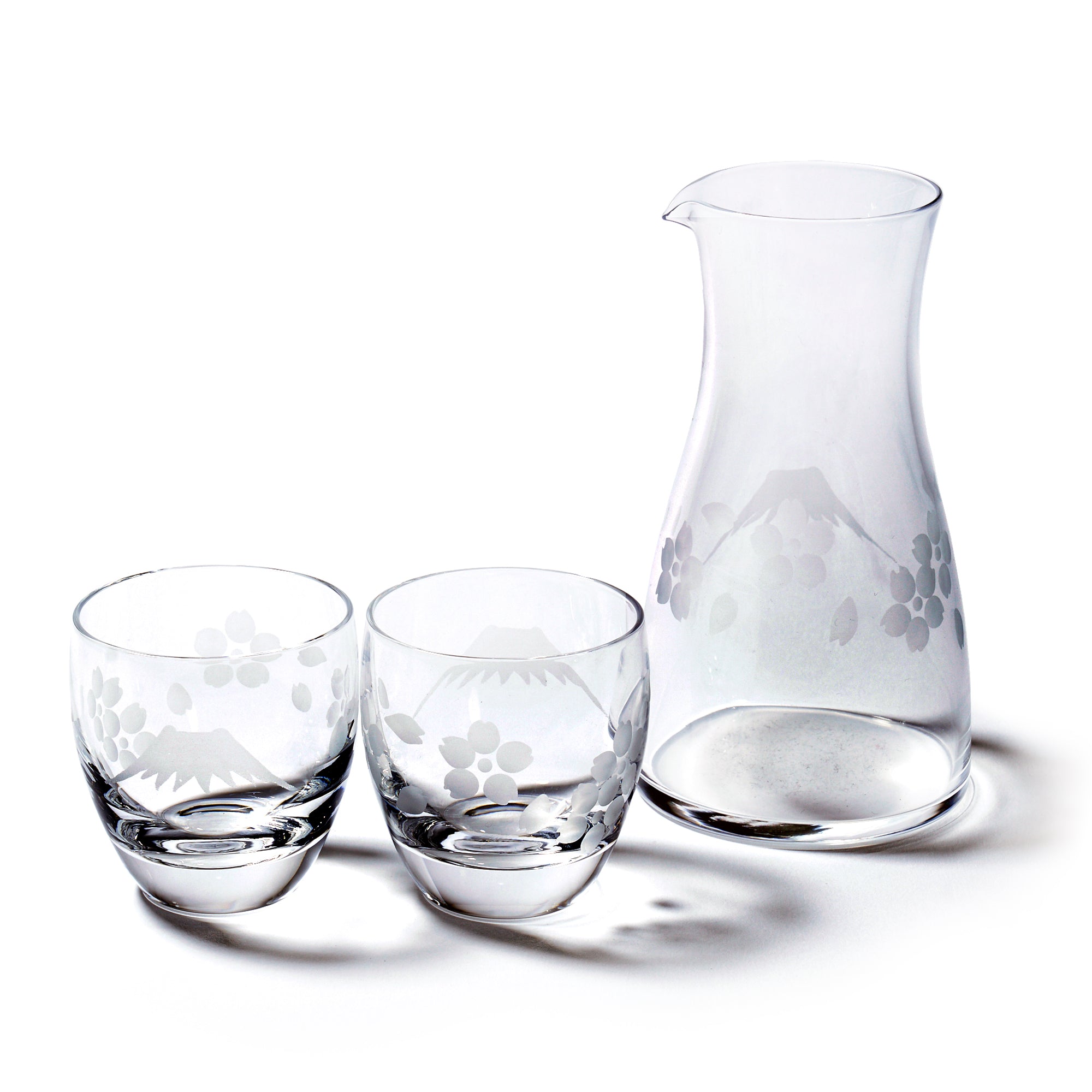 江戸切子 富士山に桜 冷酒器揃 透き ｜江戸切子グラスならTABLEAU