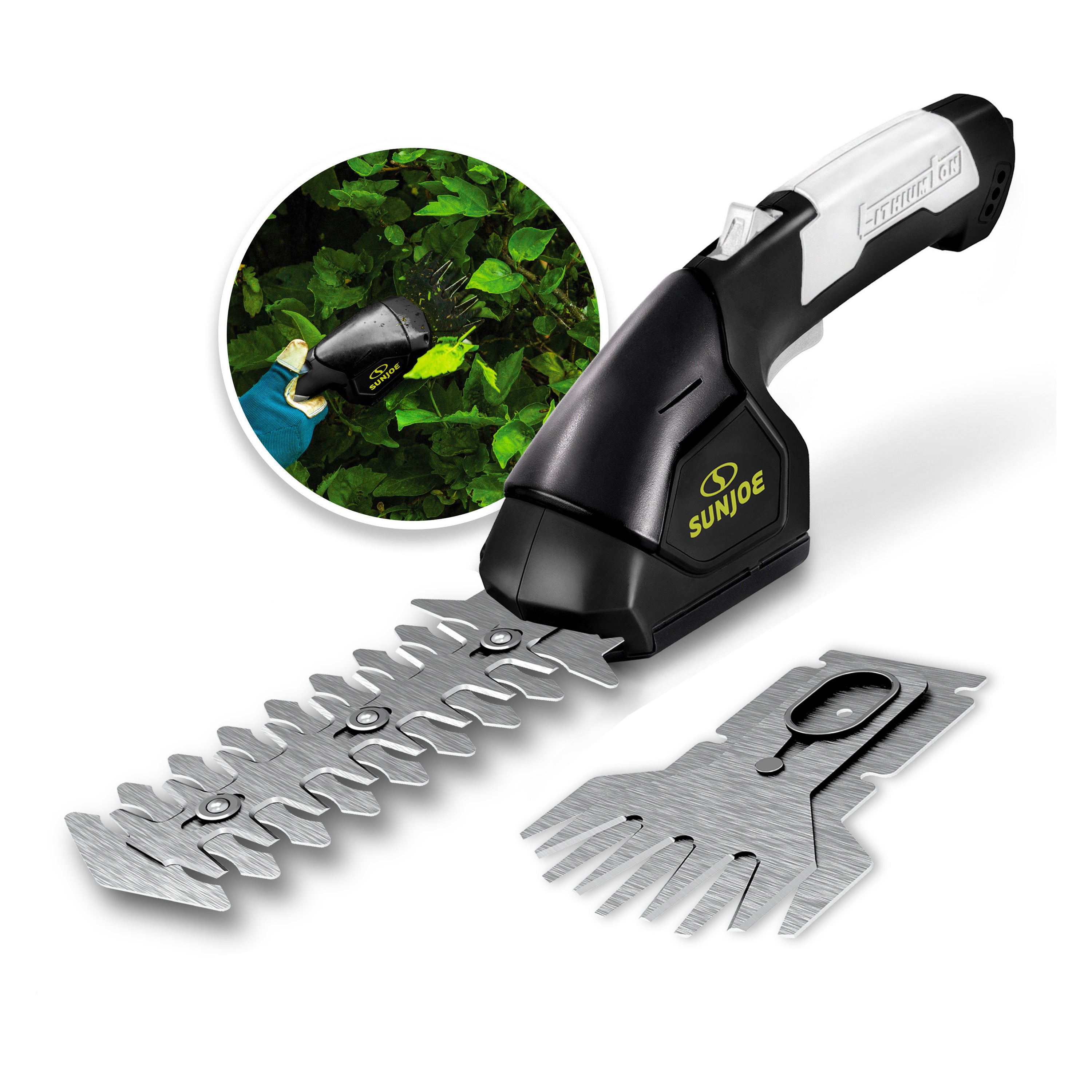 Sun Joe 7.2 V Cordless 2-In-1 Grass Shear + Hedge Trimmer