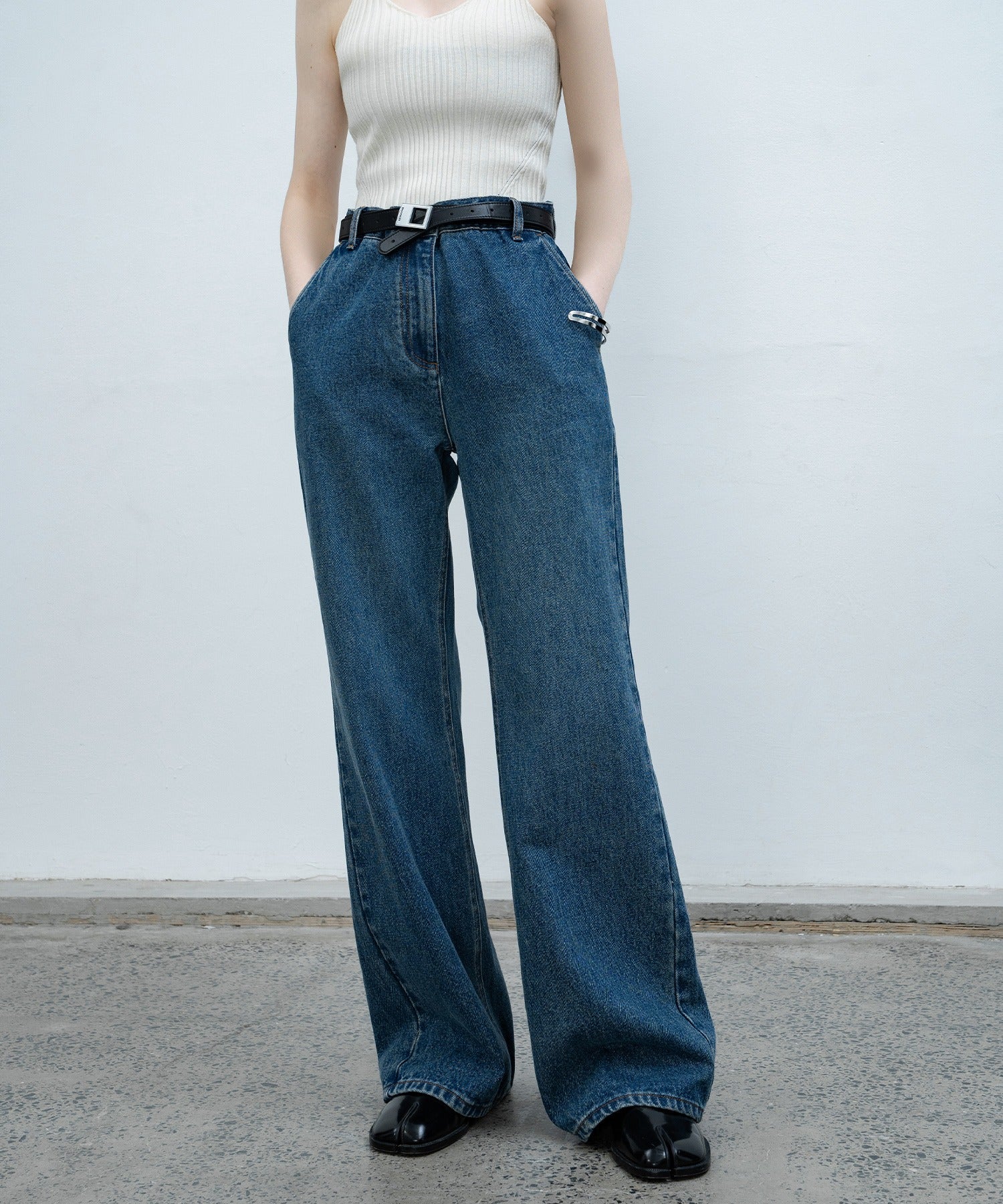 Narrow Wide Straight Denim Pants