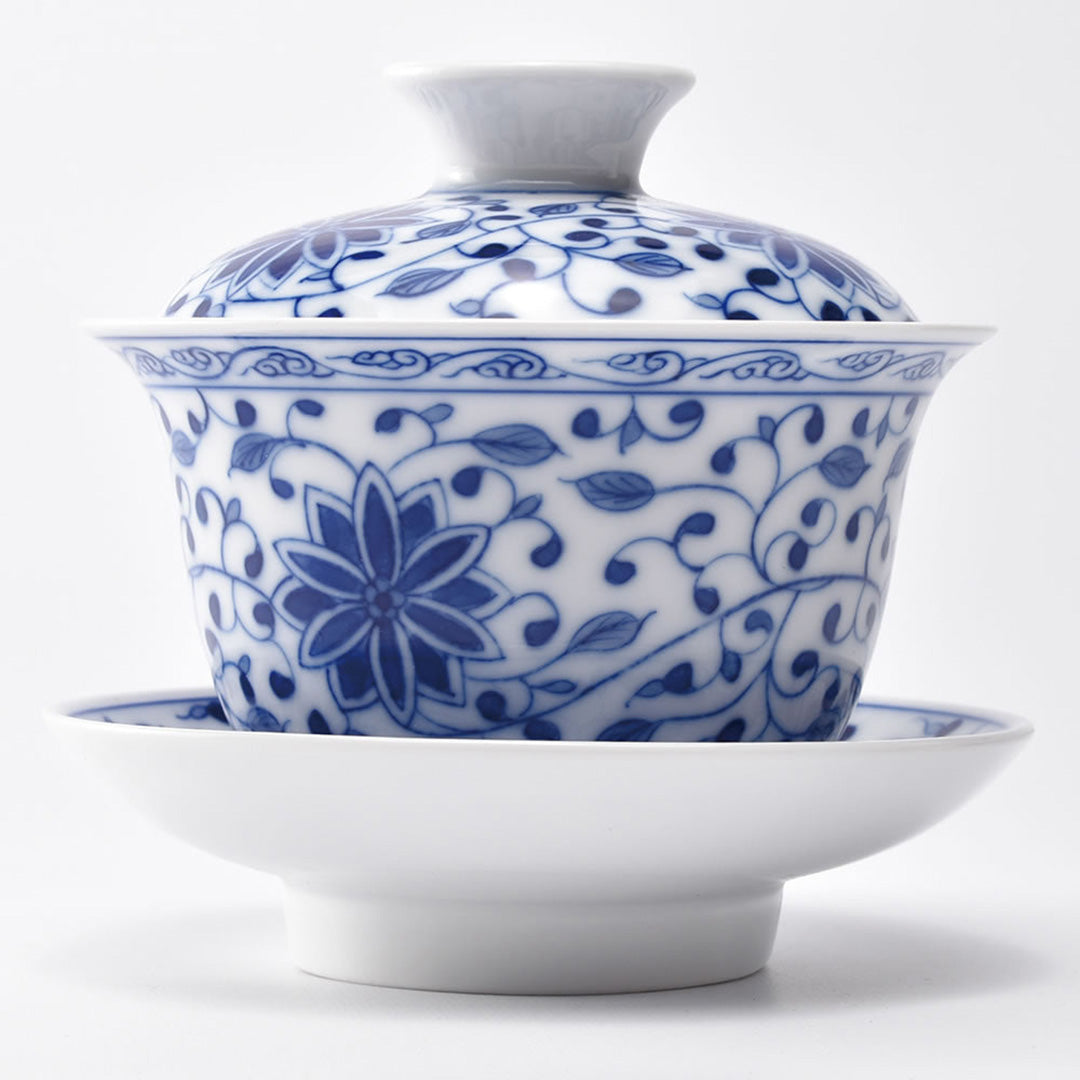 景徳鎮 蓋碗（青花・宝相花）｜中国茶器の専門店・天香茶行