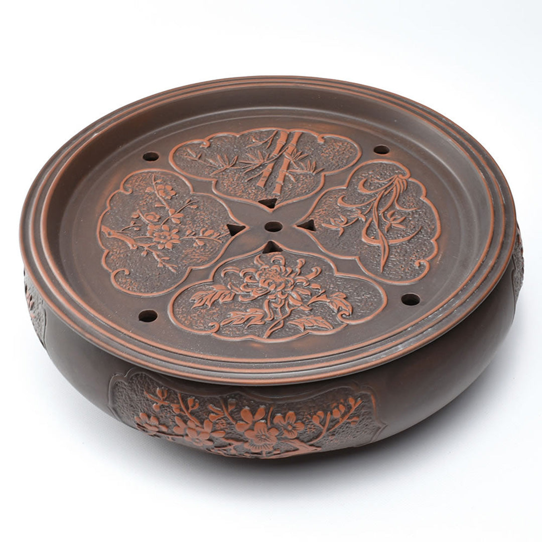 梅蘭竹菊茶盤・紫砂風｜中国茶道具専門店の通販・天香茶行