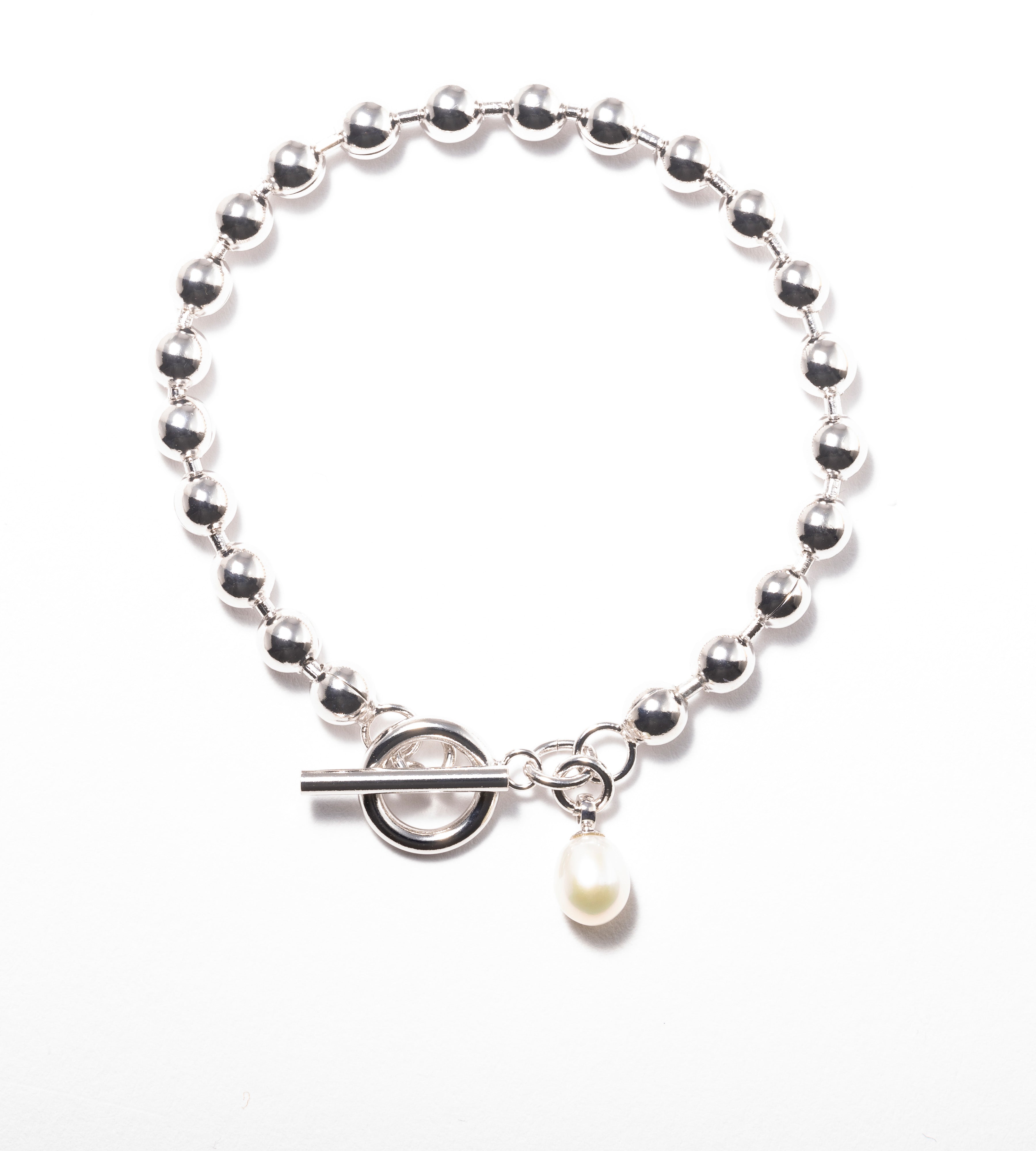 BALL CHAIN PEARL CHARM BRACELET - tsui