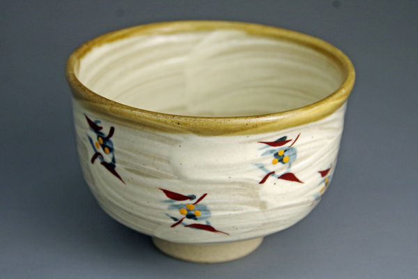 明石庄作 刷毛目花紋茶碗 共箱｜益子焼販売 善五