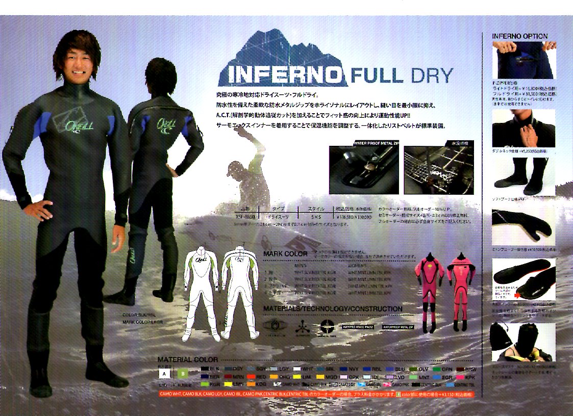 ドライスーツ RLM、オニール、O'NEILL千葉市稲毛のサーフィン専門