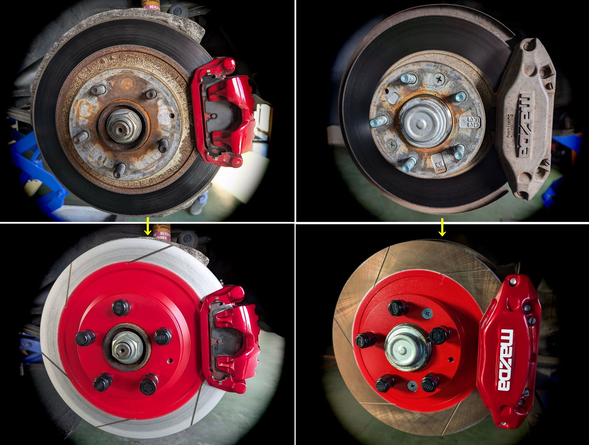 RX-7 FD3S 17インチ車用ブレーキに交換 (キャリパー塗装+ローター