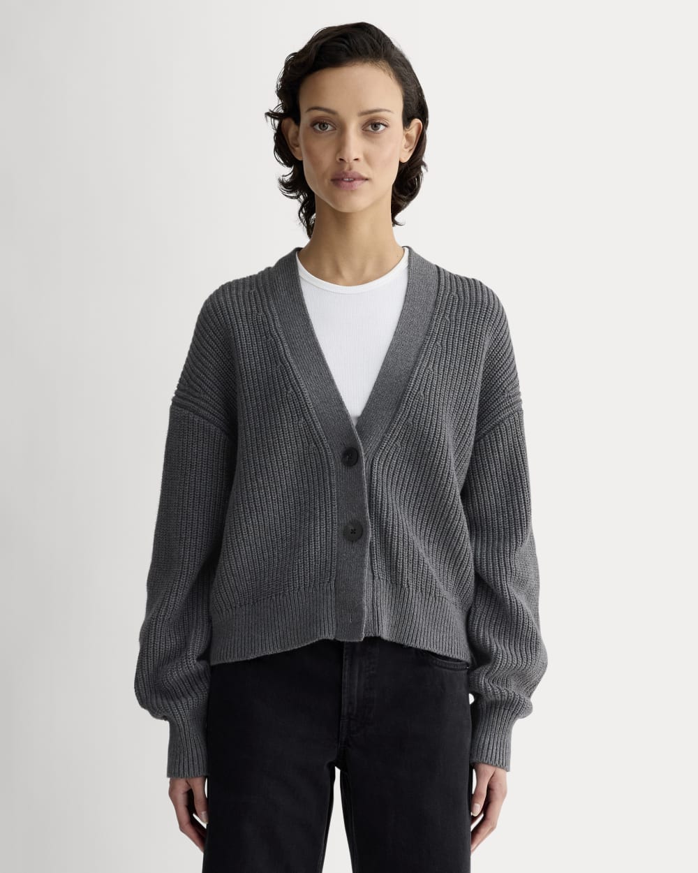 The Boxy Cardigan in Everyday Cotton | Heathered Charcoal – Everlane