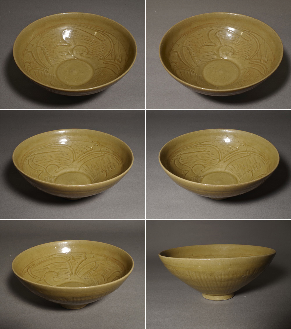 中国　龍泉窯　青磁　印刻花文　茶碗　V　R4254 龍泉窯 青磁陽刻牡丹唐草文大罐 – Celadon Jar | 陶磁オンライン美術館