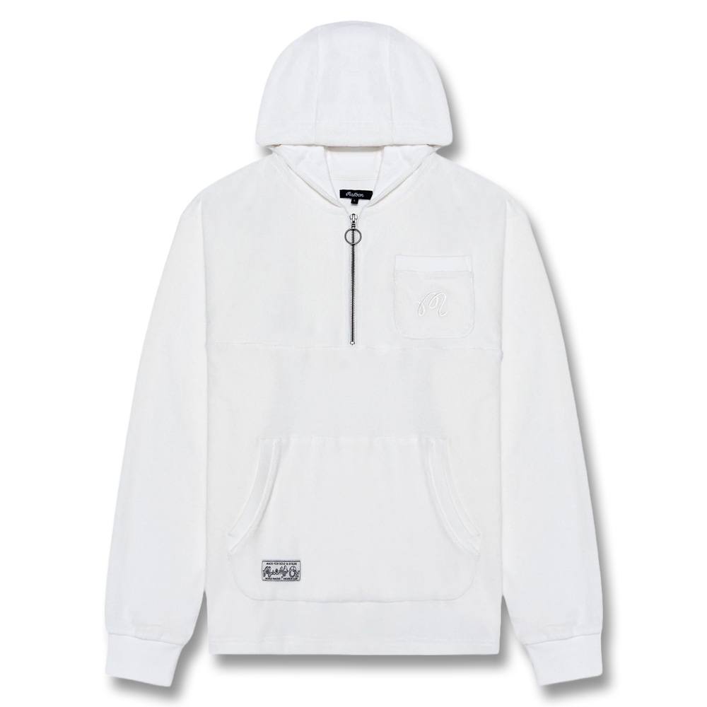 Malbon Castello French Terry Quarter Zip Golf Hoodie White - SS25