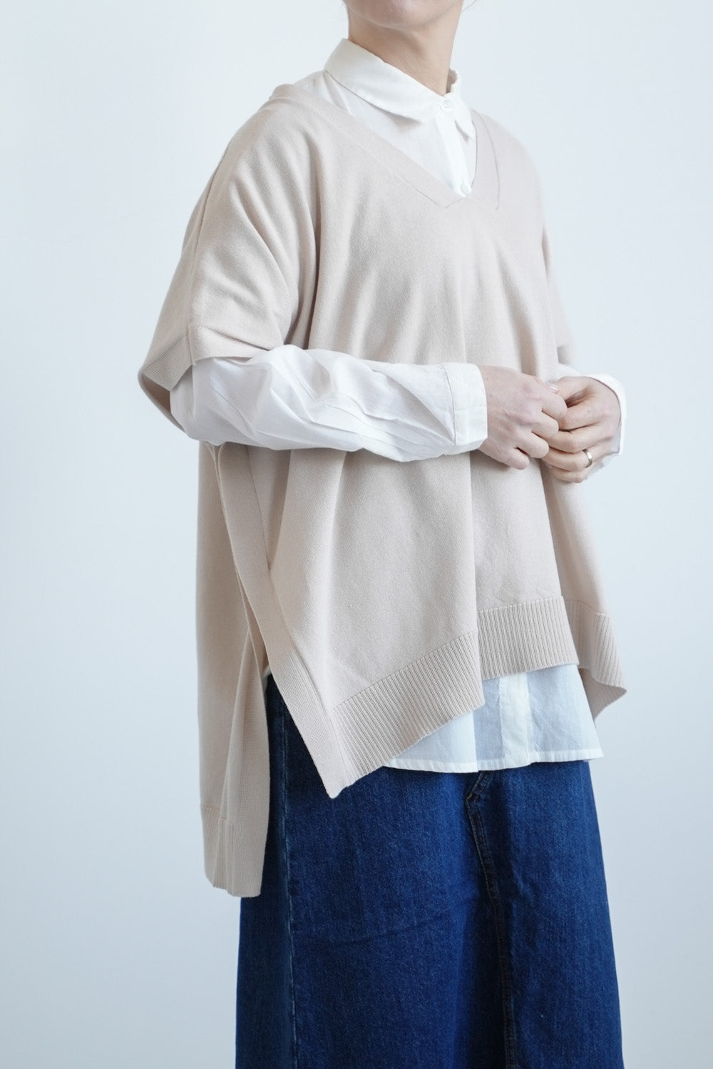 2月20日入荷》ニットVネックポンチョチュニック – HEART MARKET