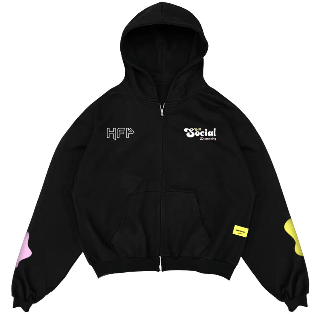 ZIP UP HOODIE STILL SOCIAL DISTANCING BLACK – HOMIES FROM PARIS