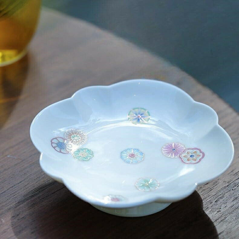 IwaiLoft「春暖花開」美しい手毬 花型 トレー お皿 丸皿 小鉢 高台