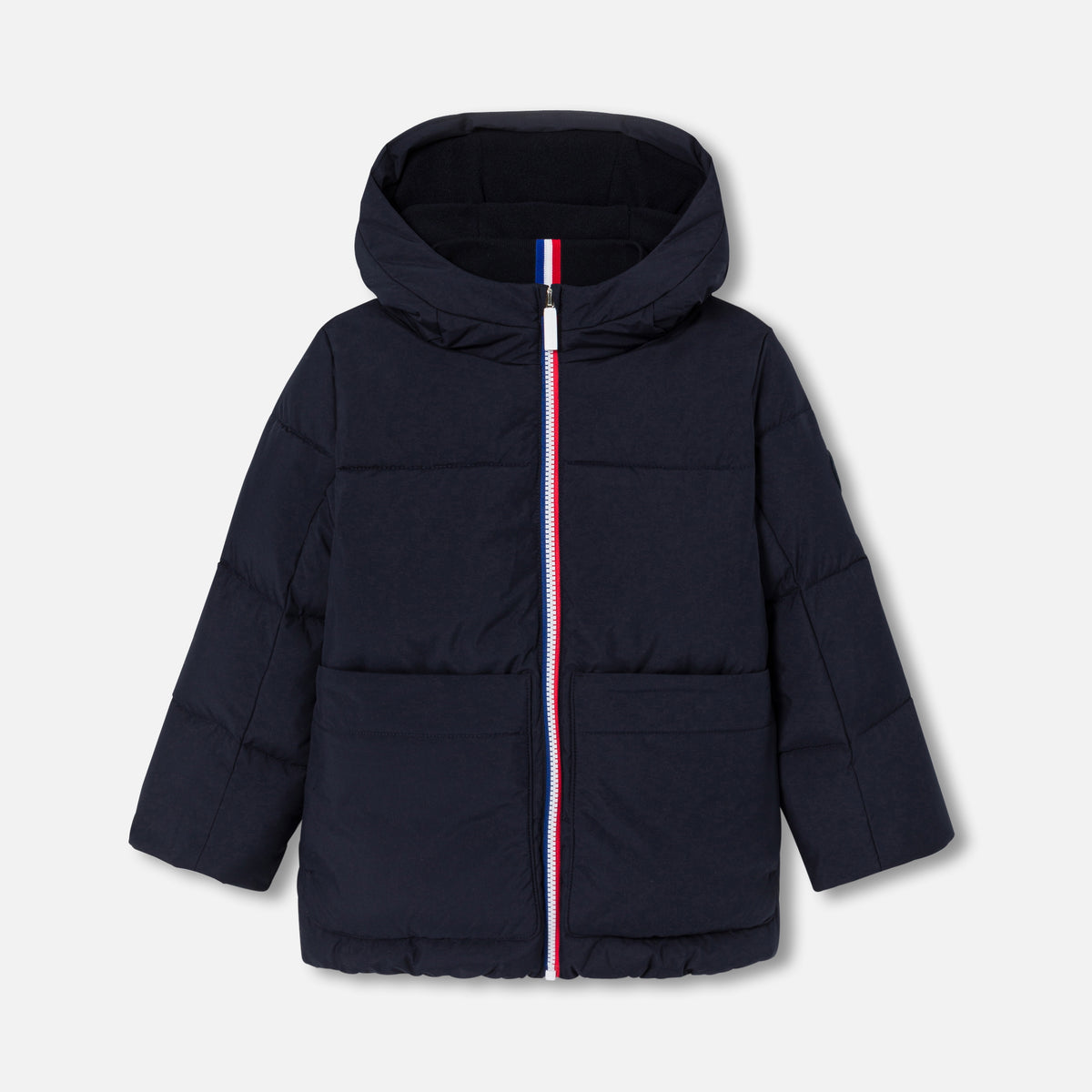 jacadi チューリップ柄 中綿入りジャケット 12m ネイビー ファー 撥水