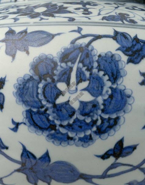 元景德镇窑青花缠枝牡丹纹罐档案-青花瓷-鉴宝档案