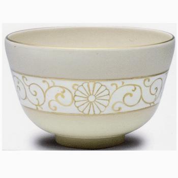 天皇、皇后両陛下ご結婚50周年記念 茶碗 仁清 丸紋 桐・白樺 帯菊