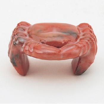 蓋置 赤楽 蟹【販売】-茶道具は京都しみず孔昌堂