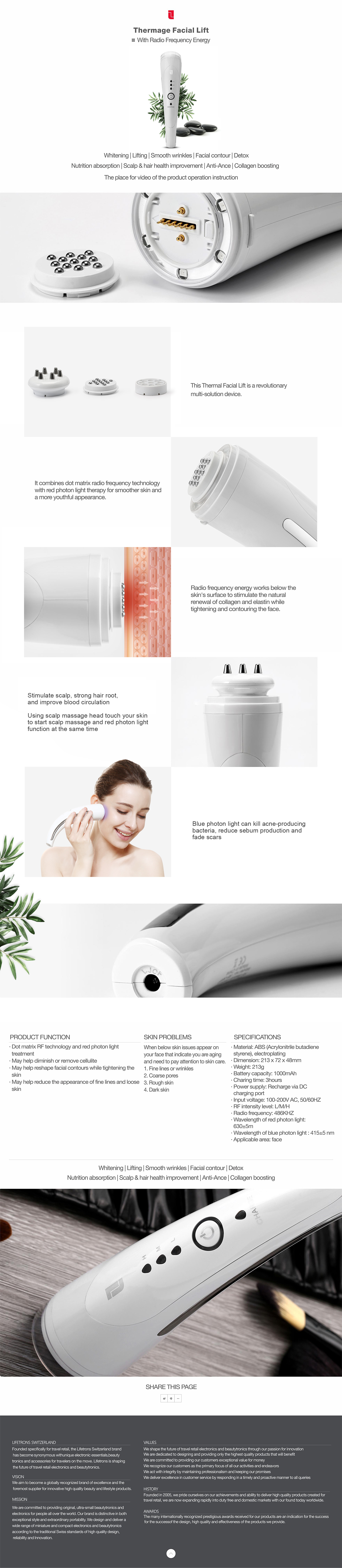 Lifetrons RF Facial Lift With Photon Light RF-300P