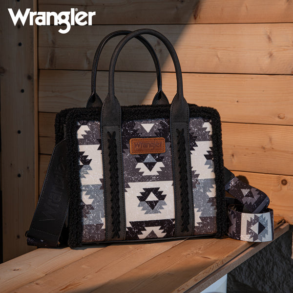 Wrangler Aztec Sherpa Trim Crossbody Purse - Montana West