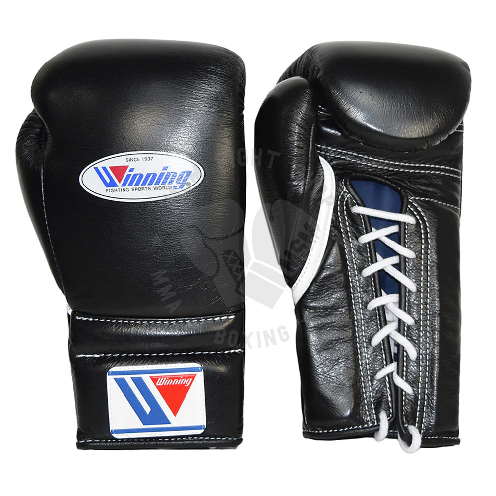 MSM Fight Shop | Winning Professional Lace Boxing Gloves - Black