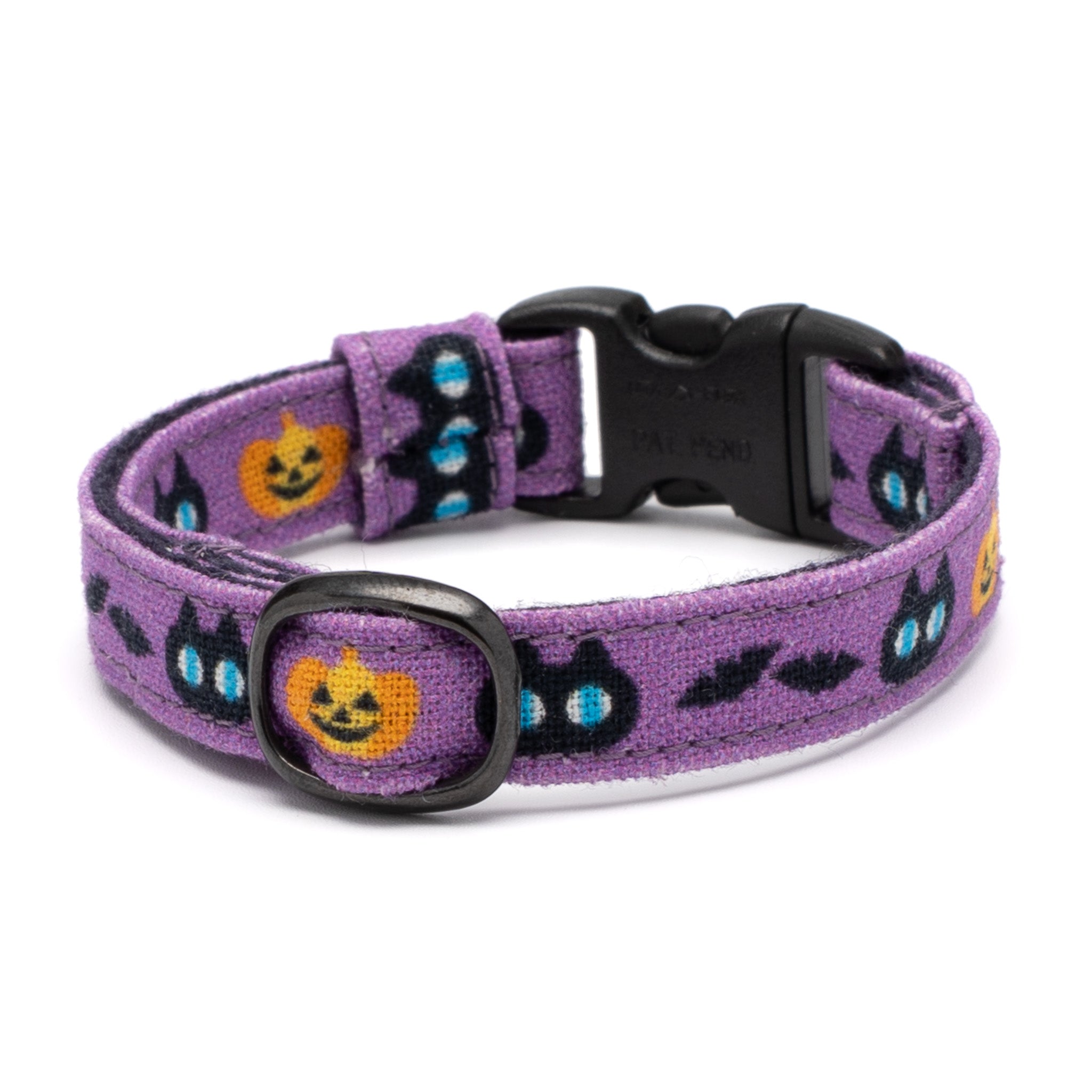 グラフィック猫首輪 黒猫のハロウィン パープル｜ぽぽねこ公式