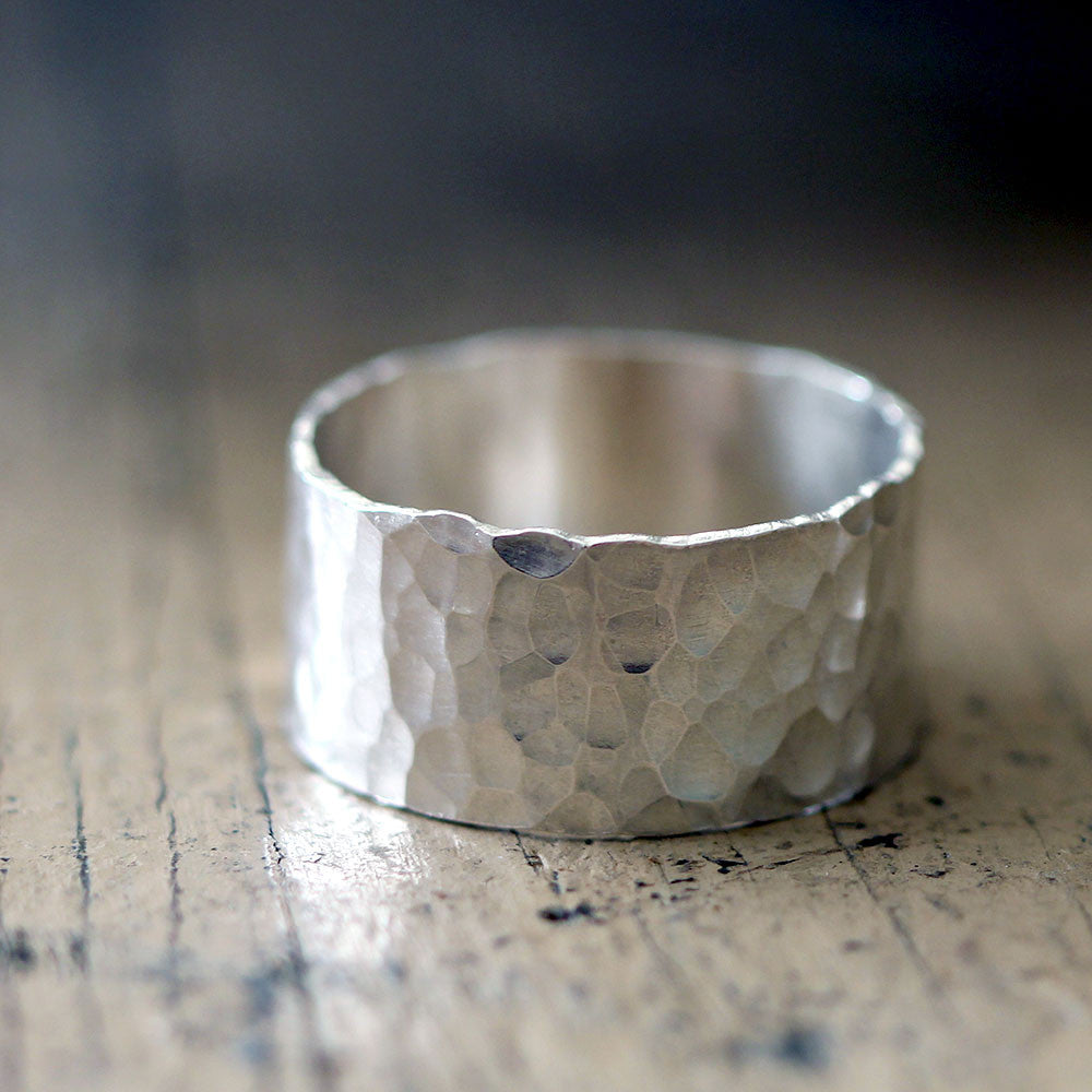 Hammered Wide Band Wedding Ring – Praxis Jewelry