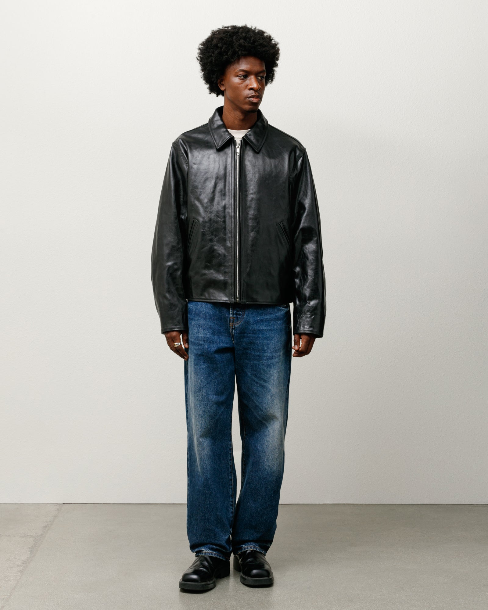 Garage Jacket Leather – Black | Outerwear | Stüssy