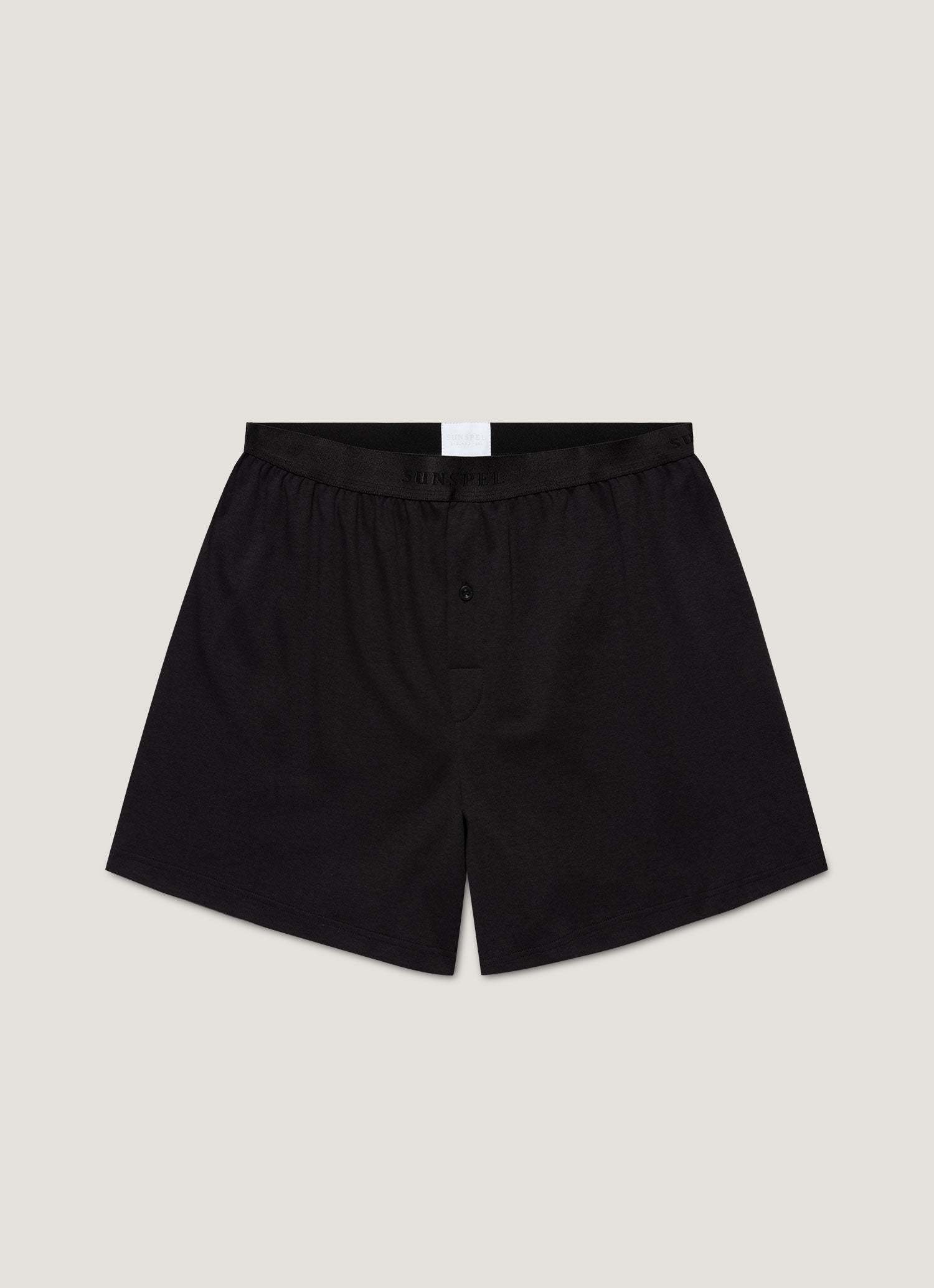 シーアイランドコットン ワンボタン ボクサーショーツ（Black）| Sunspel