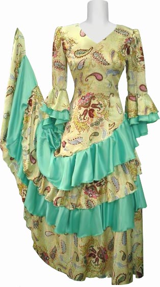 フラメンコ衣装ロゼ花子のイージーオーダー・花柄生地のワンピース