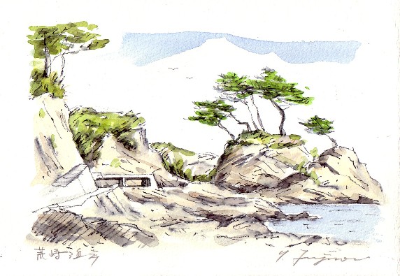 水彩画 教室 荒崎 海岸 湘南