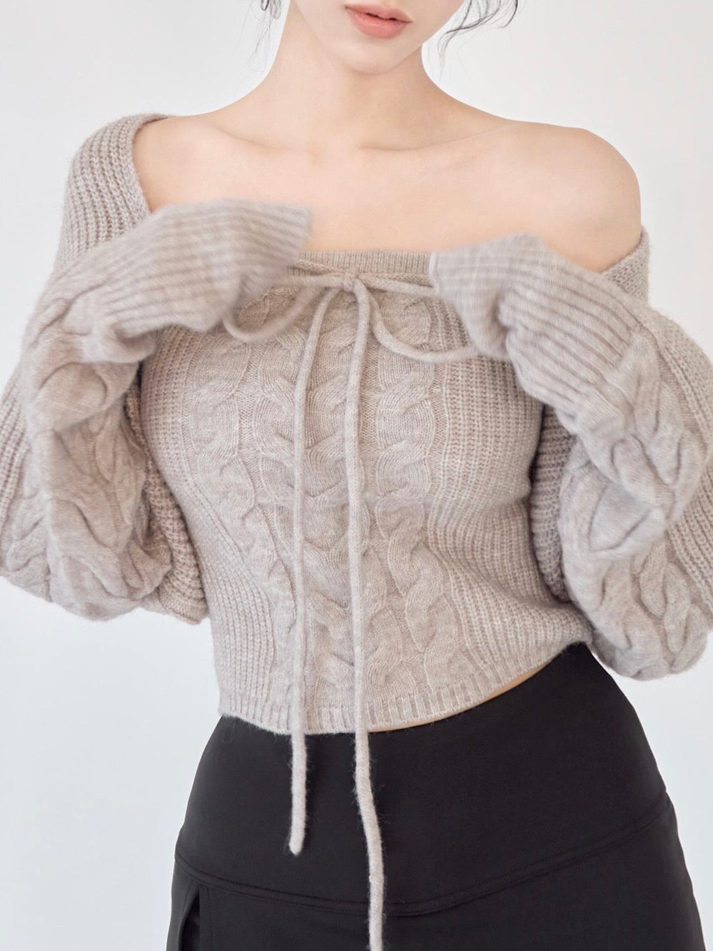 Cable knit bolero bare set – YILON