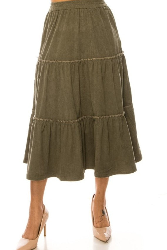 Corduroy Tiered Skirt – Zadie B's Fashions