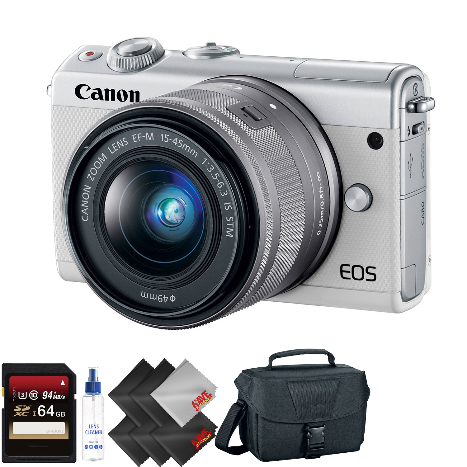 Canon EOS M100 Mirrorless Digital Camera with 15-45mm Lens (White