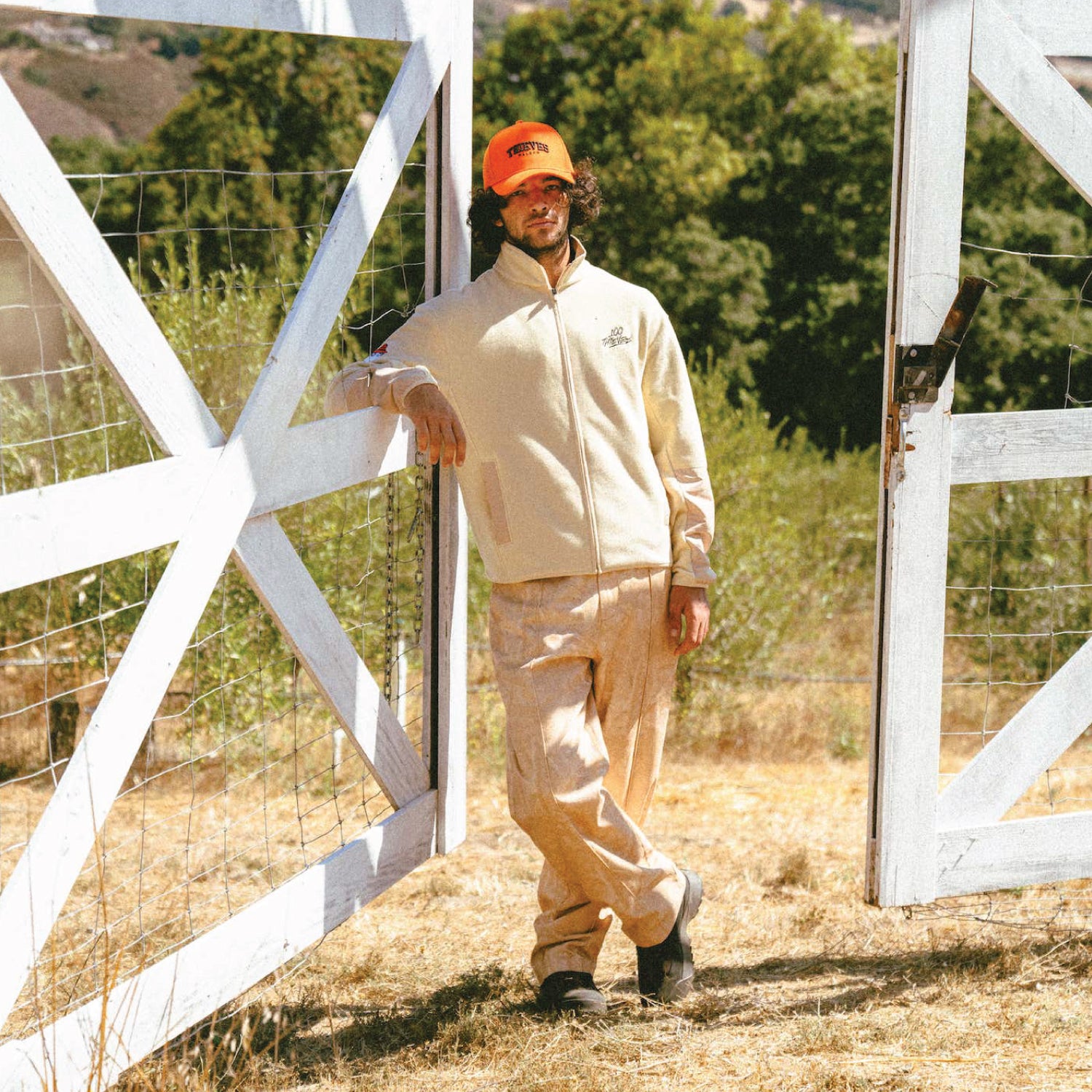 100 Thieves x Malbon Fowler Polar Fleece Jacket - Sand