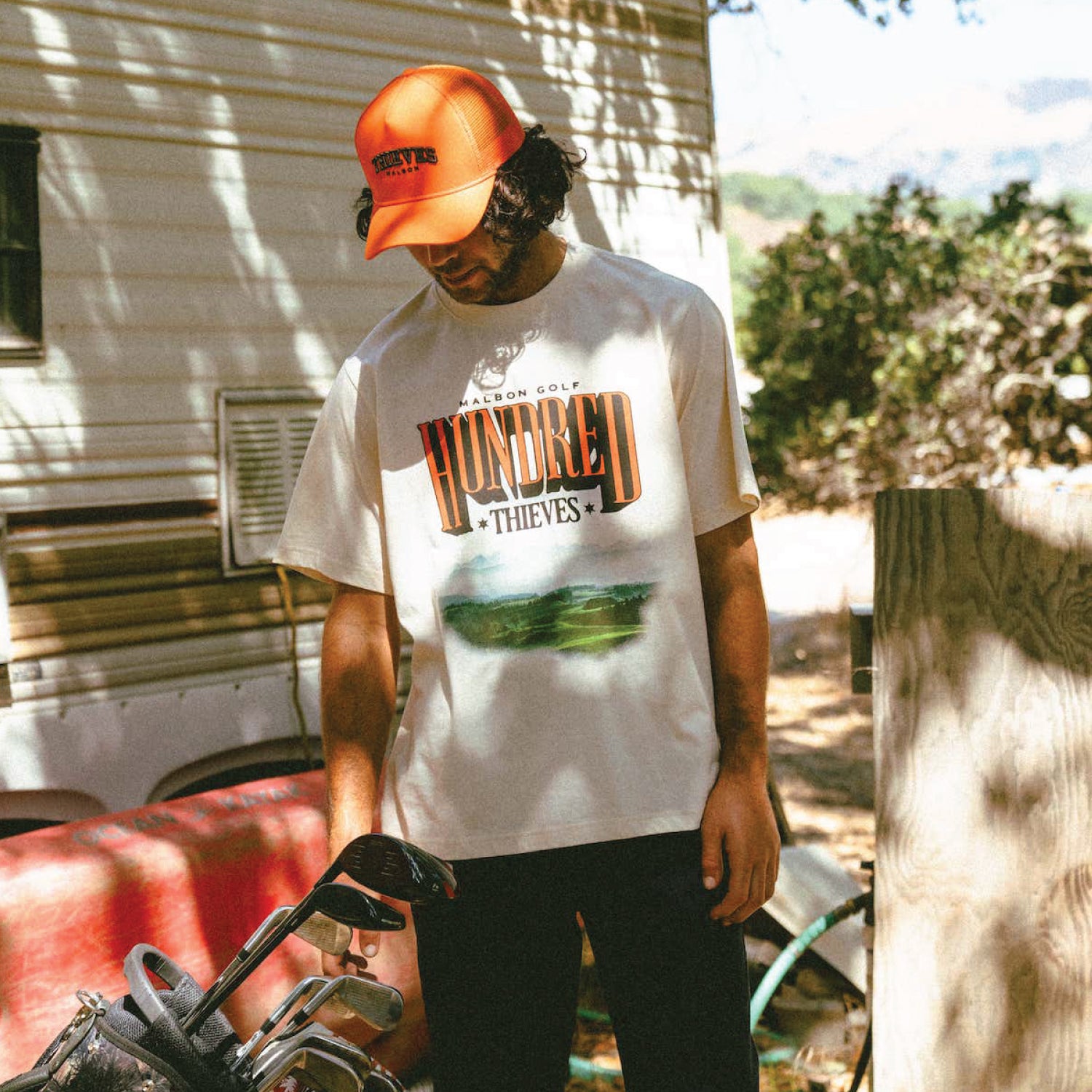 100 Thieves x Malbon Horizon Tee - Cream