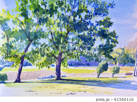 親水公園 水彩のイラスト素材 [61560110] - PIXTA