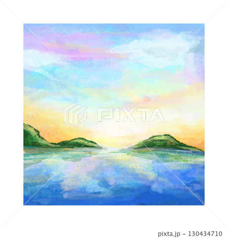 景色 水彩画 海 山のイラスト素材 - PIXTA