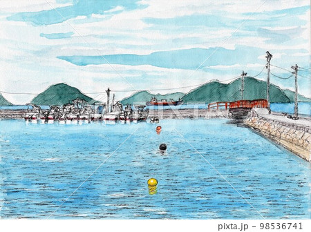 漁港 風景画の写真素材 - PIXTA