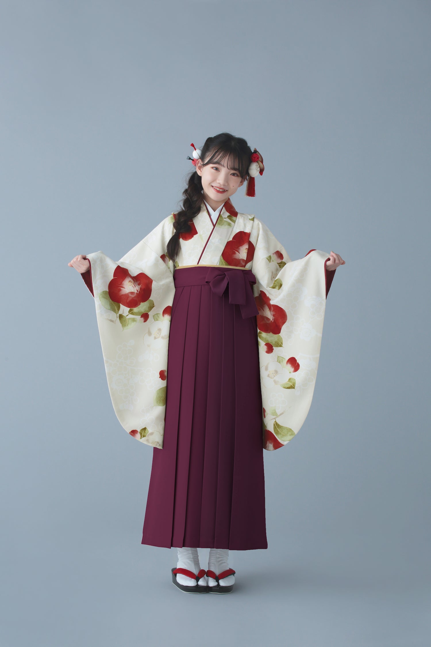 C0001 梅椿 / 赤 | 卒業式小学生袴レンタル | tententen – tententen