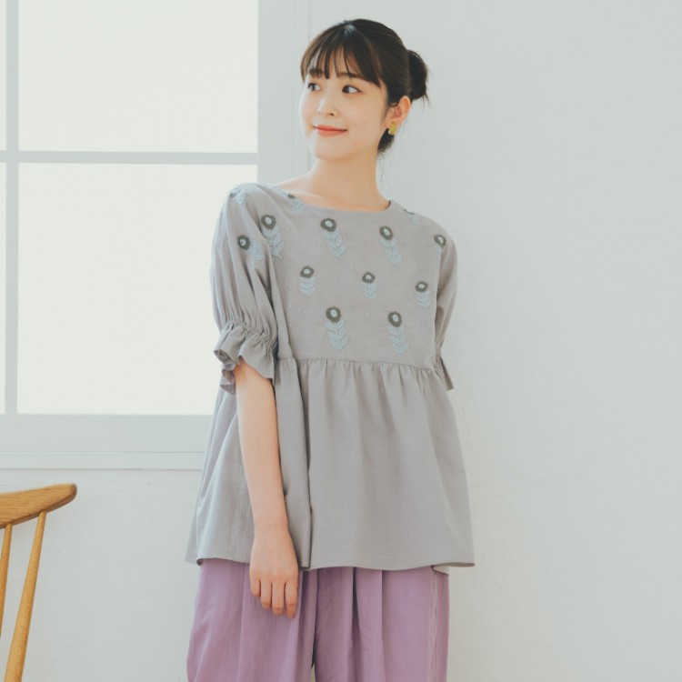 kippis×ゆべし ときめく花刺繍ブラウス GRAY│宝島社の通販 宝島チャンネル