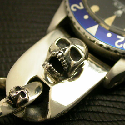 シルバー925ブレスレット スカルモチーフ 腕時計用（20mm